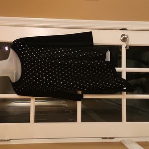 Chico's Black Asymmetrical Tunic Top with gold stud details